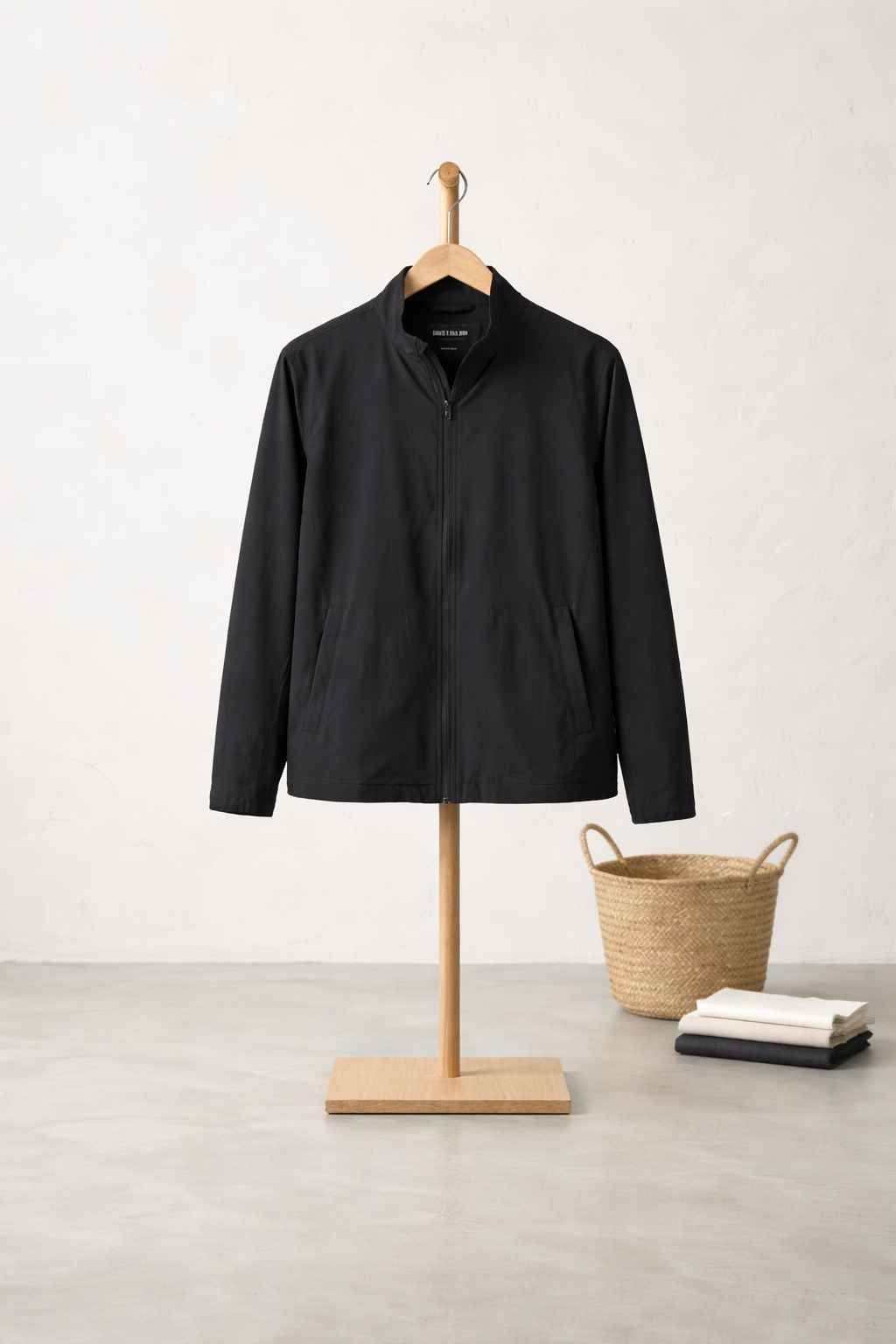 minimalist black jacket display